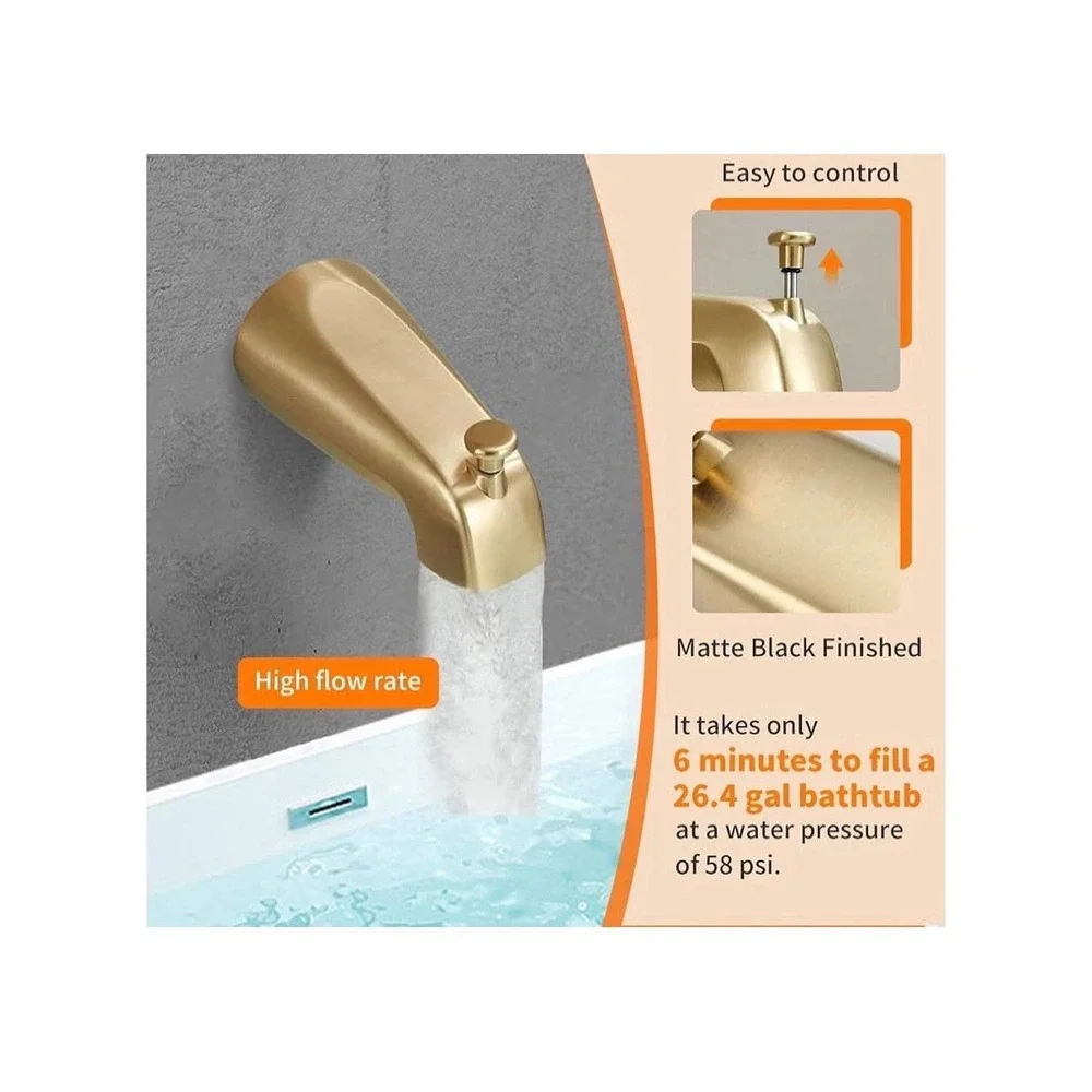 Tub Shower Faucet Set (Valve Included) with 6-Inch Rain Shower Head and Tub Spou